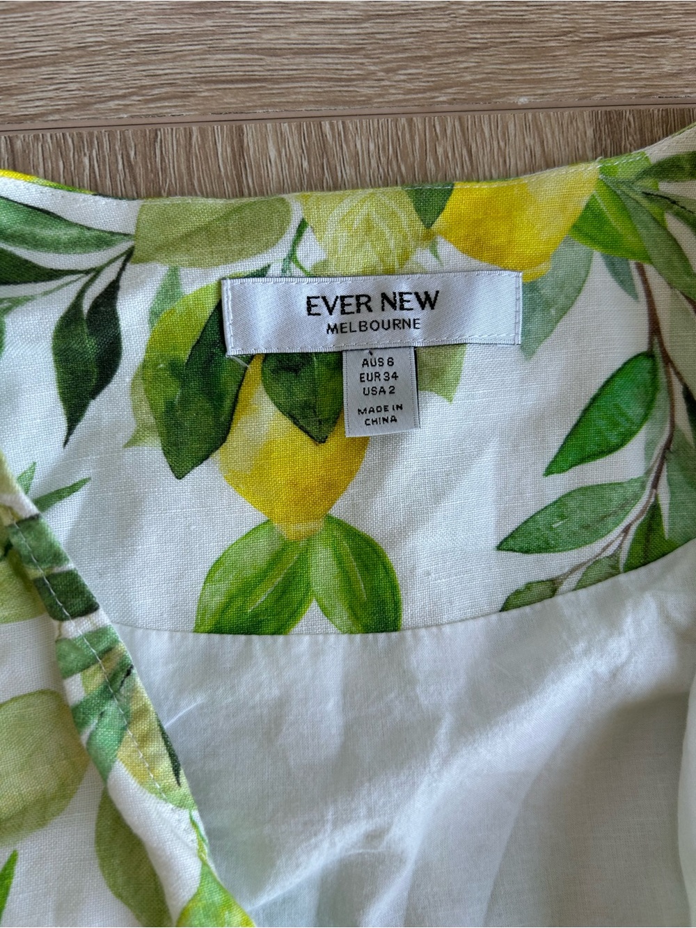 Ever New Boston Wrap Linen Midi Dress Lemon Fruit 2 XS - Picture 3 of 5